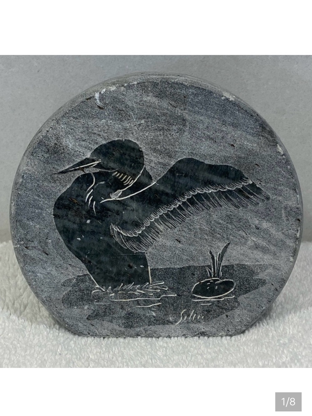 Signed Siku Hand Carved Soapstone Loon
Original Indigenous Inuit Art Sculpture